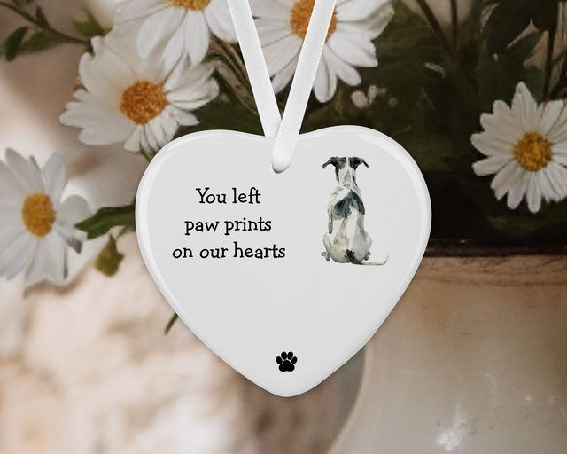 "Whippet"  Personalised Pet Memorial Ceramic Heart 
