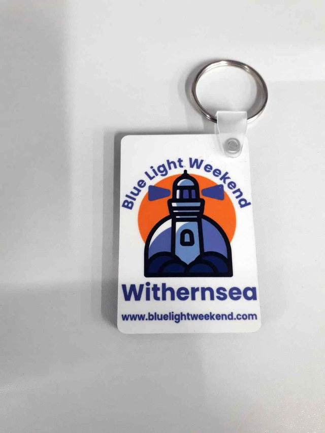 Blue Light Weekend  Double Sided Wooden Keyring 