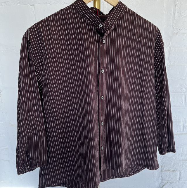 Chemise nouée dos rayée bordeau