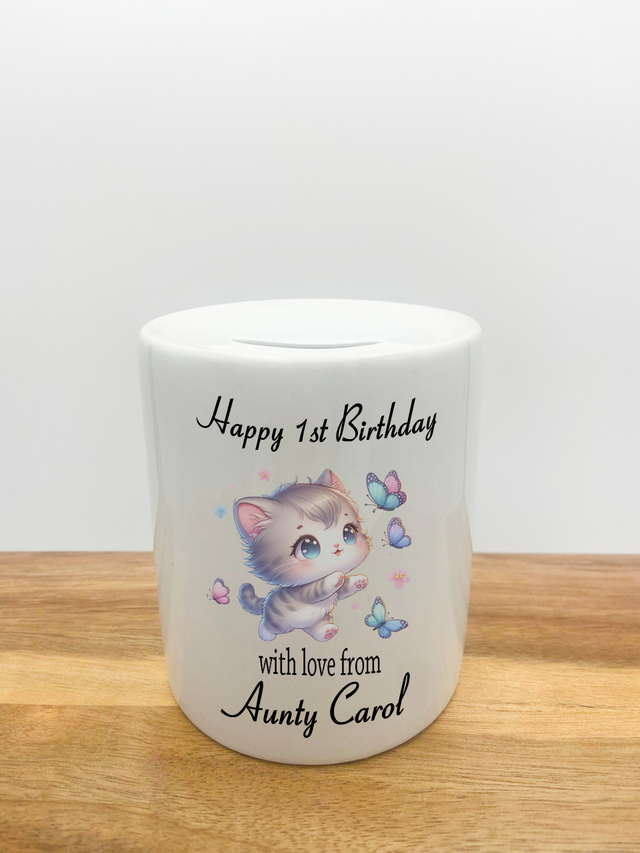 Personalised Money Box - Cat