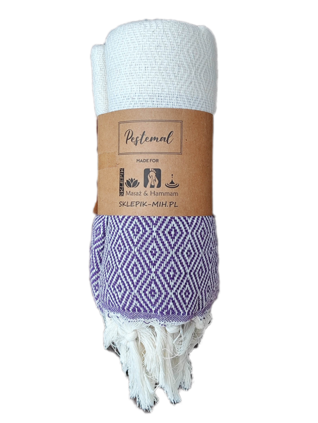 ELMAS PESTEMAL 175x90 Turecki Ręcznik na Plażę do Sauny jako Pareo FIOLETOWY