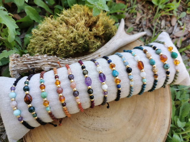 Bracelet « Mara » ~ Pierres naturelles &amp; perles laiton