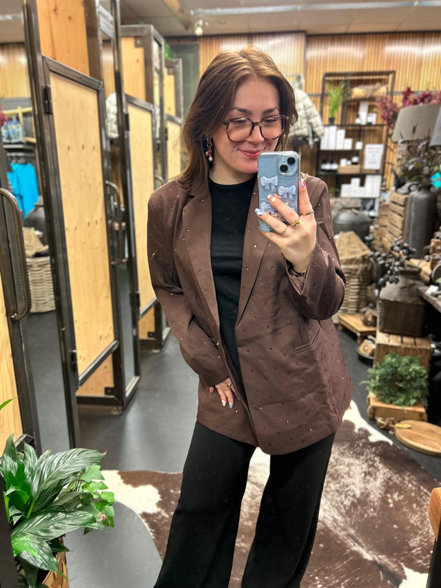 Blazer met strass choco