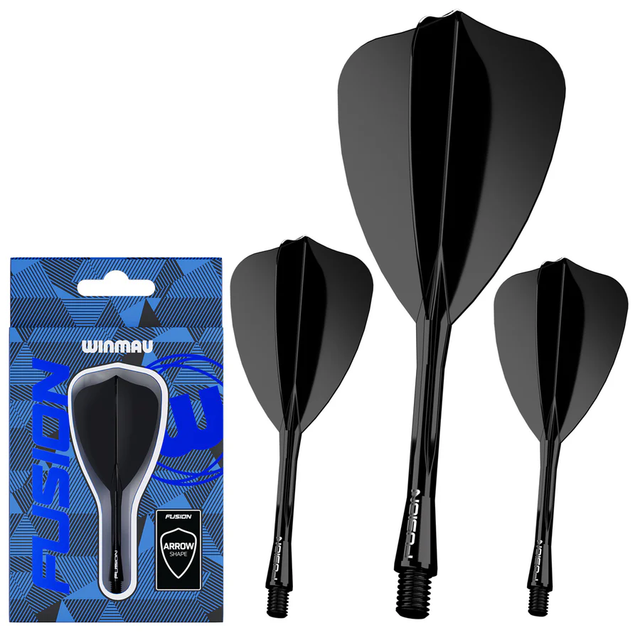 WINMAU FUSION ARROW INTEGRATED FLIGHT & SHAFT BLACK 