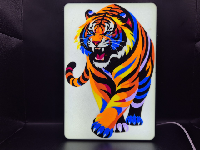 Light Up Sign Of A Colourful Tiger