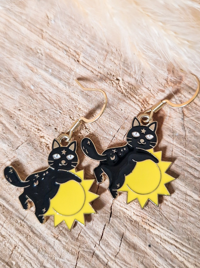 Boucles d'oreilles "Chats et soleils"
