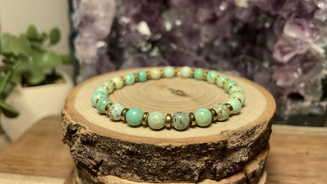 Bracelet TURQUOISE DU PEROU 6mm (Avec hématites)