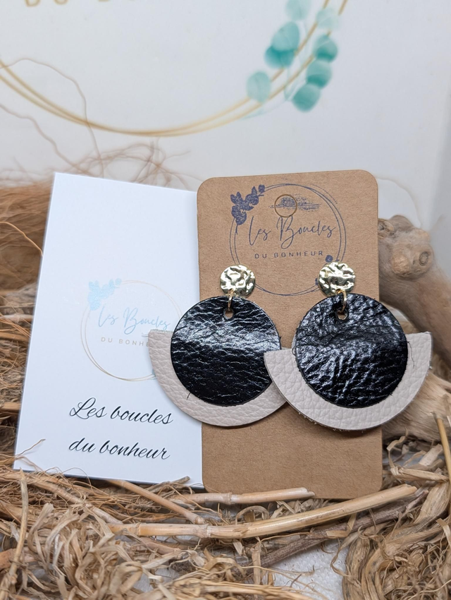 Boucles d'oreilles Dona noir beige do100