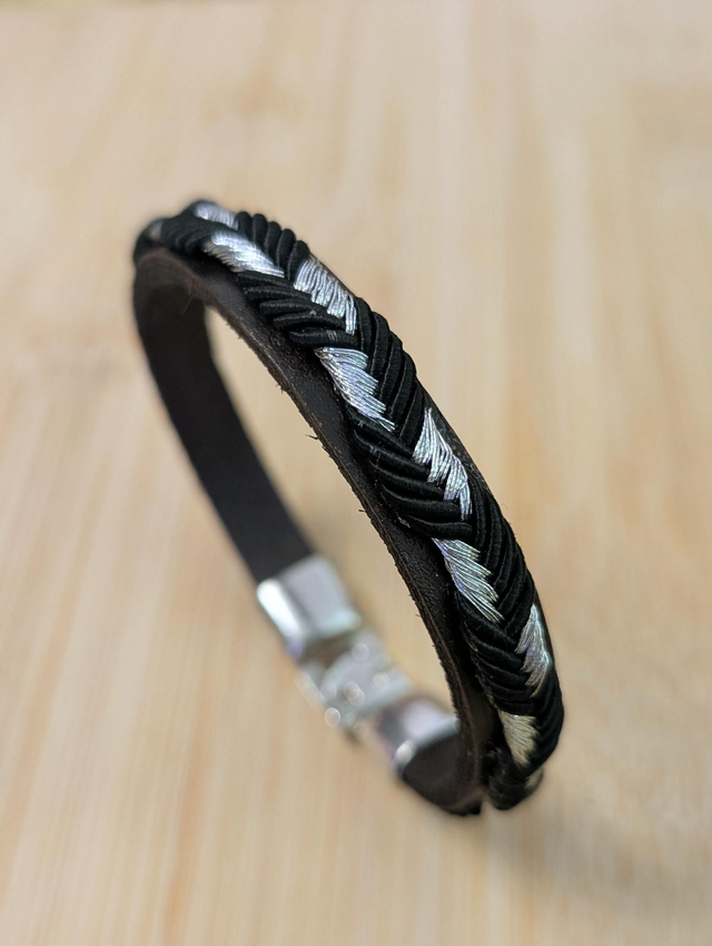 Tressé noir et argent 