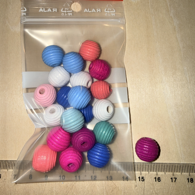 20 Perles bois Striée 12 mm 