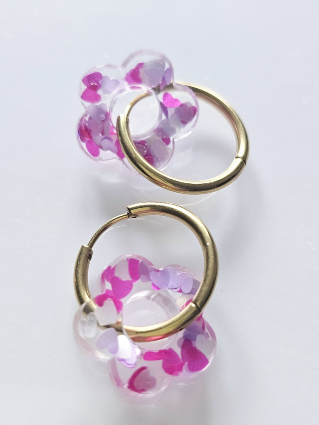 CREOLES EDEN COEURS MAUVES ET ROSES