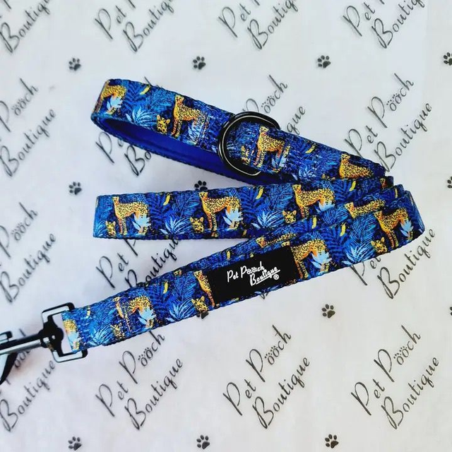 Pet Pooch Boutique Dog Lead - Wild Spirit Blue Leopard