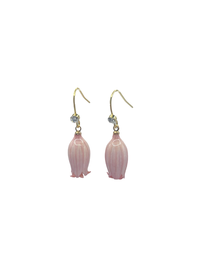 Minimalist Lilian Lily of the Valley Flower and Crystal French Hook Earrings