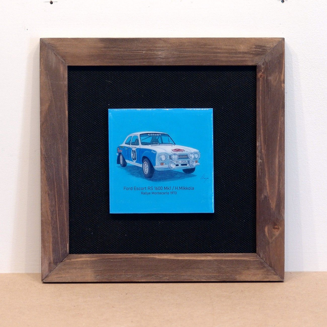 Artimotor enmarcado 21x21 - 1973 Ford Escort Mk1 - H. Mikkola