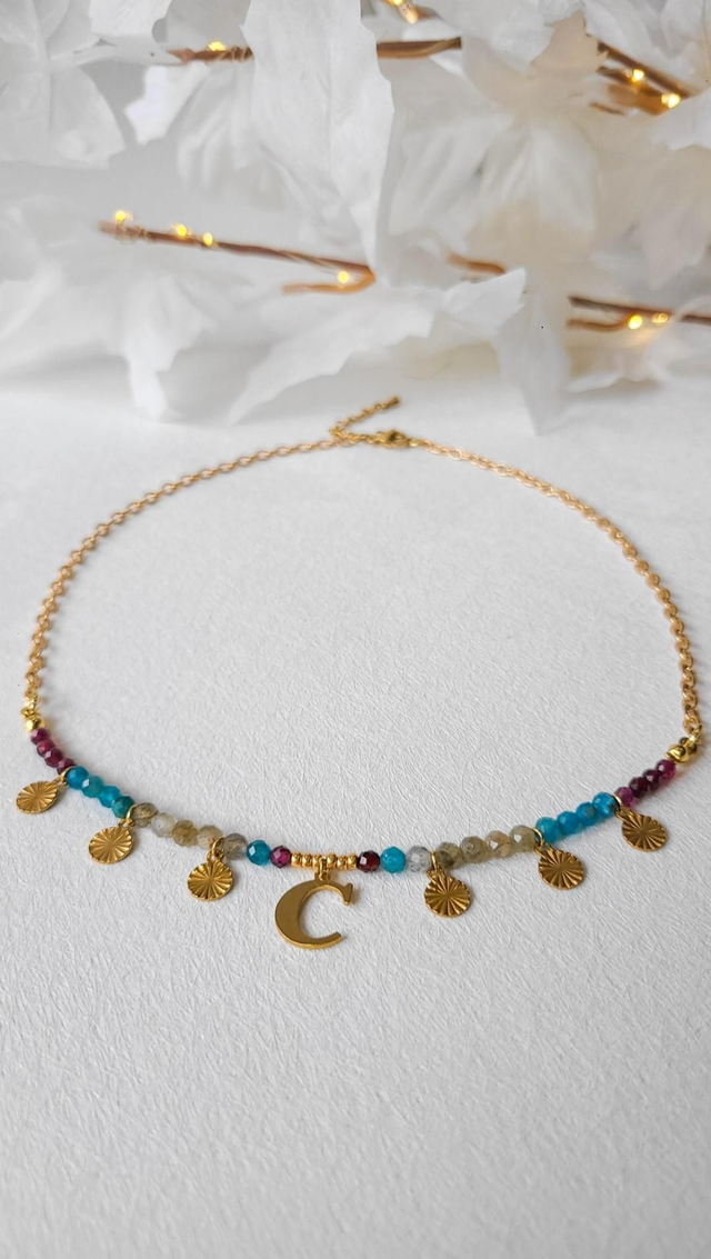 Collier Grenat, Apatite &amp; Labradorite – Énergie &amp; Équilibre - Personnalisable
