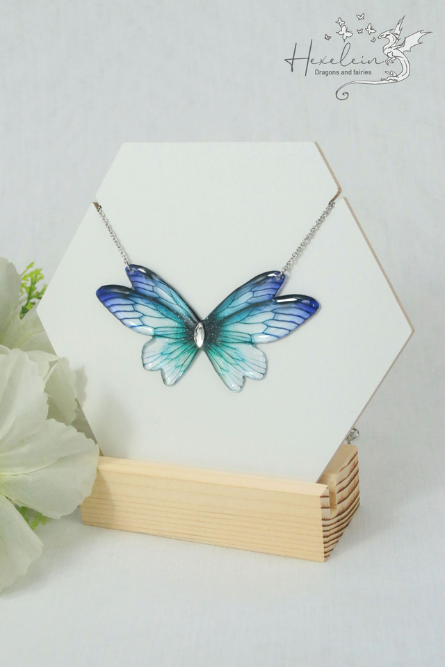 Turquoise and purple small fairy necklace