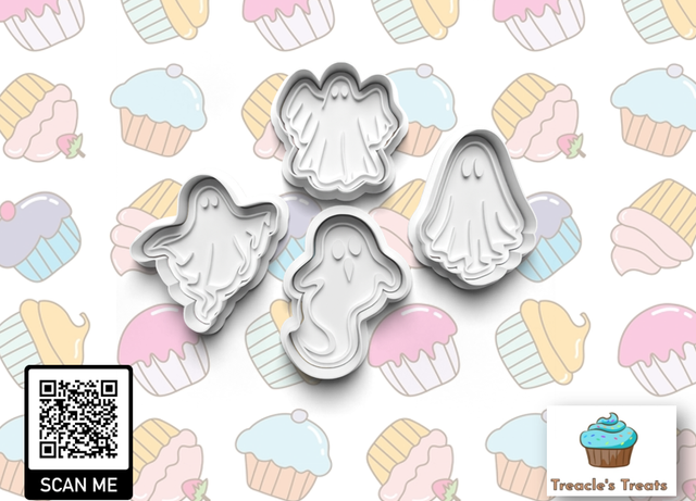 Halloween Ghost theme Fondant/cookie stamps with cutters
