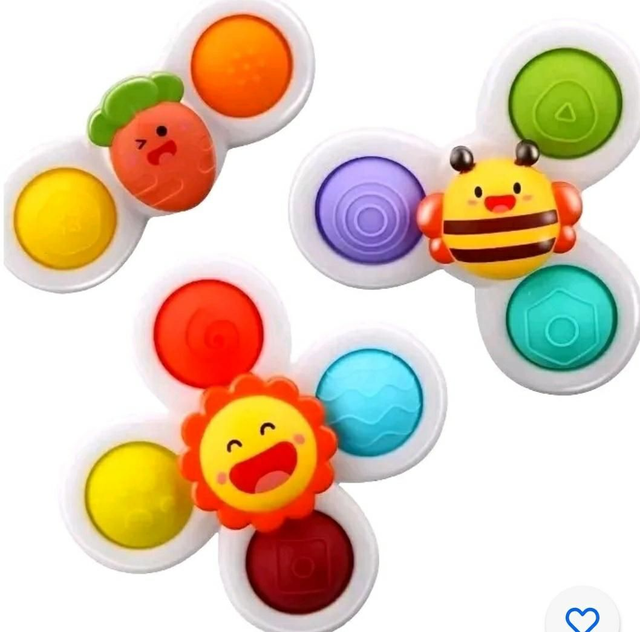 3 x Early Education Sensory Spinner Toy for Toddlers 1-3 with Suction cup