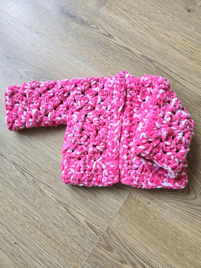 Crochet chenille granny square hexagon cardigan 