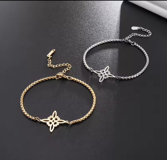 Bracelet noeud de sorcière - or ou acier - en acier inoxydable- à l'unité 