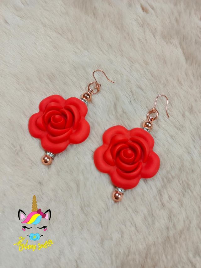 Boucles d'oreilles Grosse rose