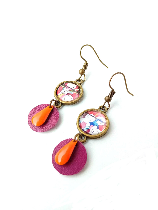 BO Médiévales Cabochon Vitraux - CUIR et PAPIER RECYCLÉS - Pièces Artisanales et Uniques 