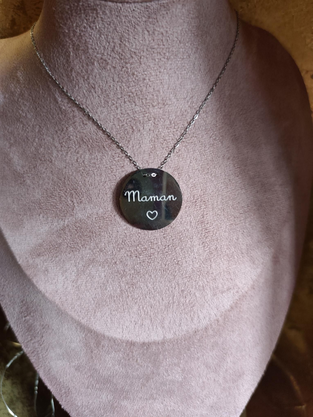 SAUTOIR "MAMAN" ACIER INOXYDABLE ARGENT 0000513