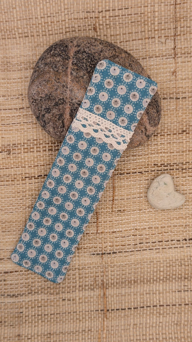 Marque-page rectangulaire en tissu - Turquoise