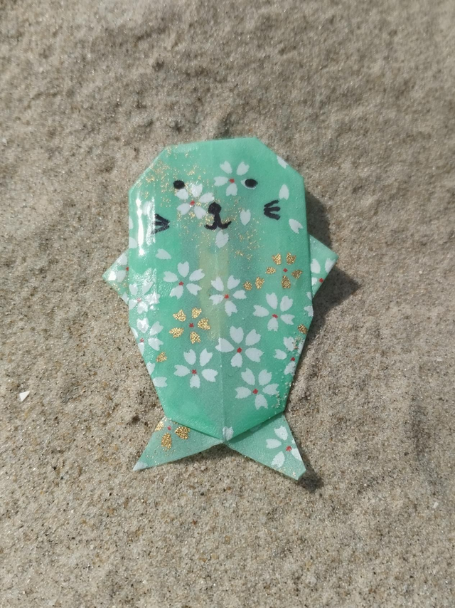 Broche phoques de couleurs vert d&#039;eau