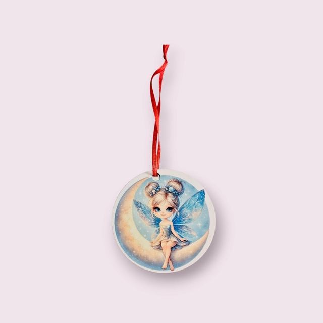 Boule de Noël fée sur la lune