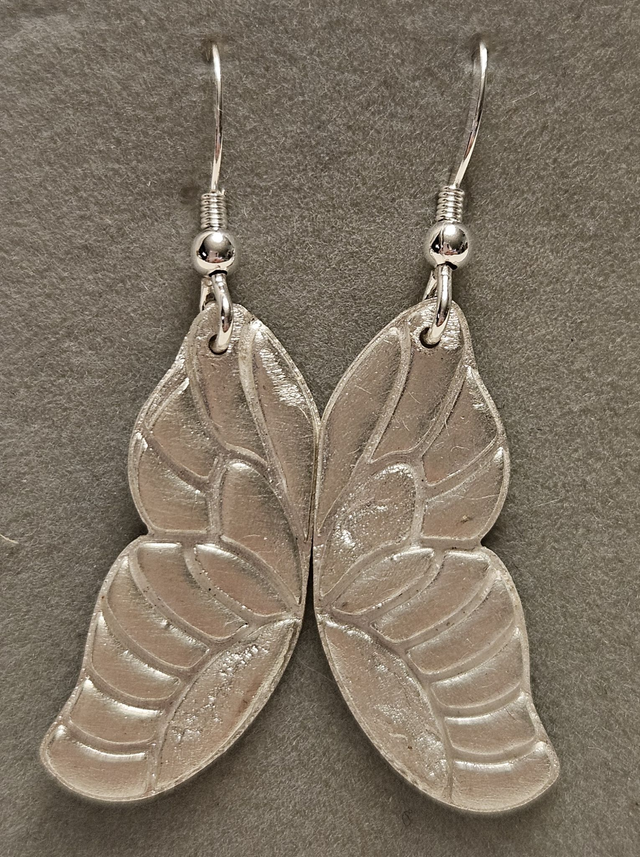 Butterfly wing silver earrings