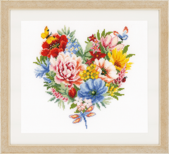 Counted Cross Stitch Kit: Heart of Flowers