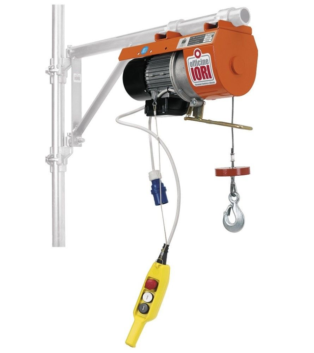 ELEVATORE PROFESSIONALE A BANDIERA MONOFASE CON PORTATA 200 KG FUNE DA 4 MM 18 MT - IORI