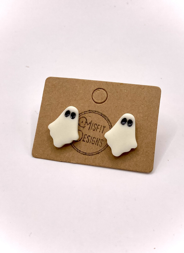 Ghost earrings, glow in the dark. 