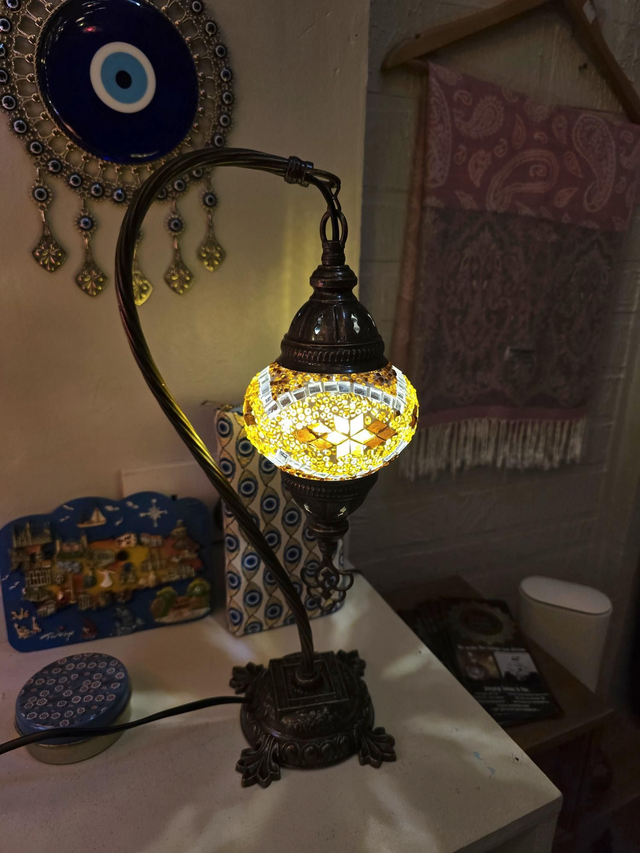 Small Mosaic Swanneck Table Lamp