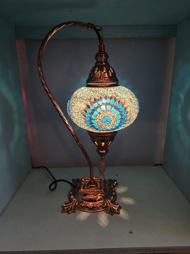 Large Mosaic Swanneck Table Lamp