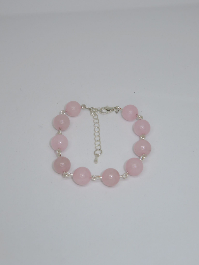 Bracelet en perle 10 mm de Quartz rose
