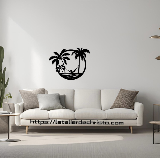 Cadre plage palmier 🏝️ 46x39cm