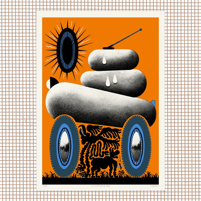 SUV suant sous le soleil