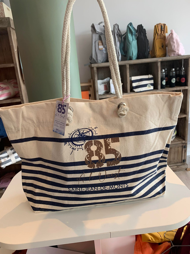 Cabas Marin  rayé Personnalisable 