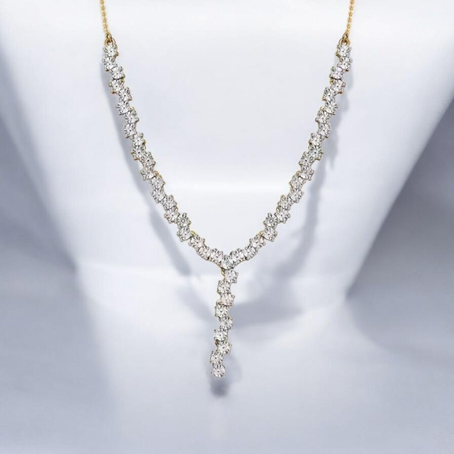 Natural Diamonds &amp; Gold/Platinum Plated Necklace.