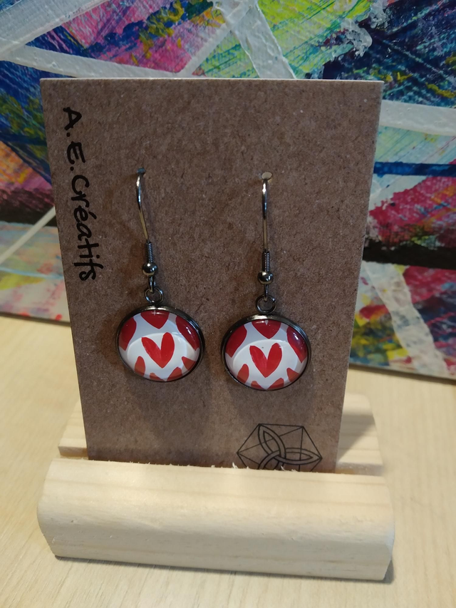 Boucles D&#039;oreilles Cabochons Coeur 