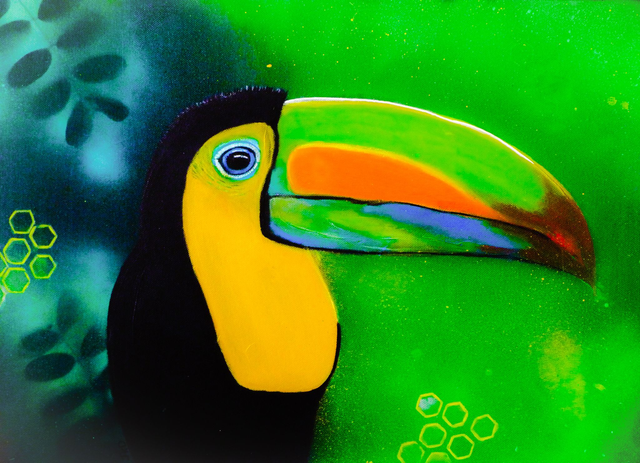 TOUCAN ARC EN CIEL " Oeuvre originale "