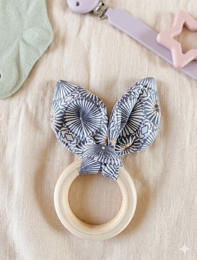Hochet oreilles de lapin et bois AFRIQUE