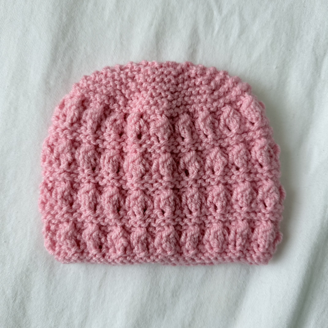 Pink knitted beanie