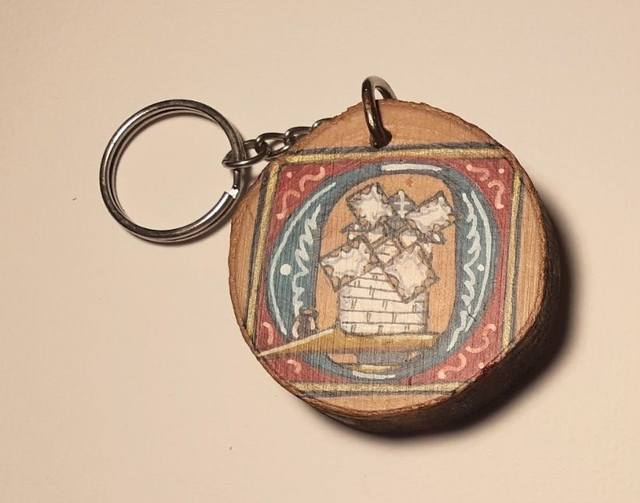BM 77 - porte-clés  moulin peint sur bois 5cm  