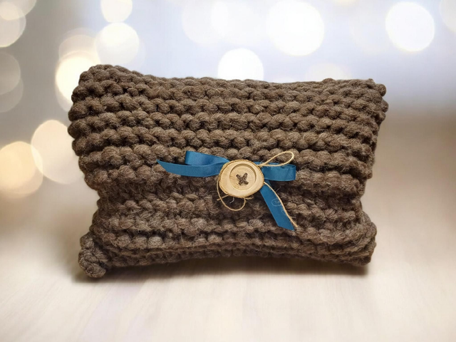 Hand knitted cushion