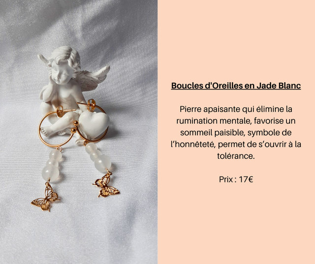 180- Boucles d'Oreilles en Jade Blanc