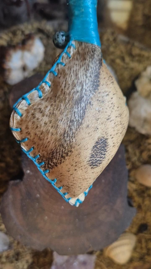 Red Stag Shamanic Rattle Necklace with celtic charm