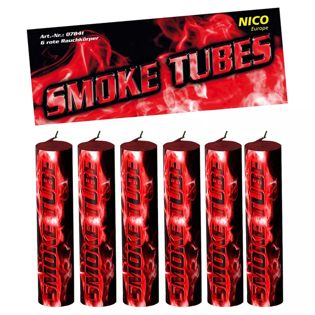 Smoke Tubes, rot, 6er-Btl., KAT T1